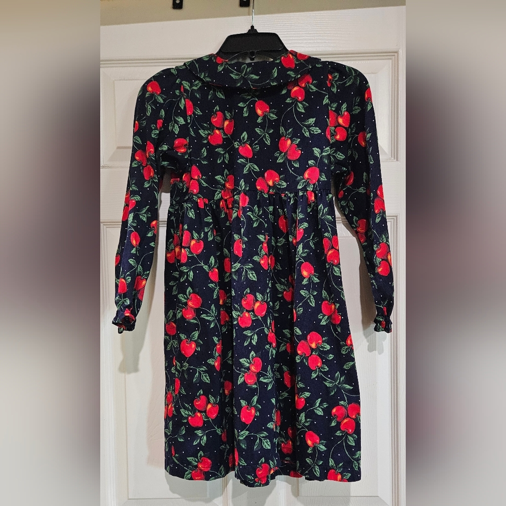 Adorable Cherry Print Kids Dress - Navy and Red